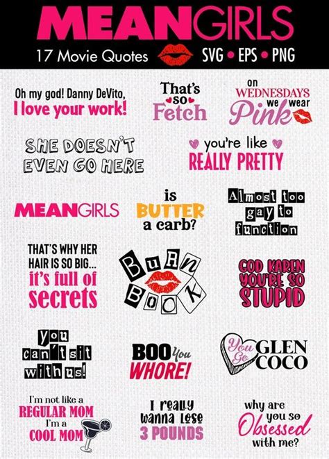 Mean Girls Svg Movie Quotes Png Eps Burn Book That's - Etsy | Mean girl ...