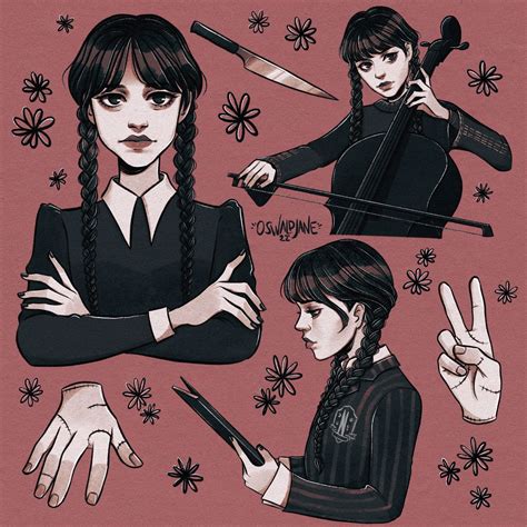 Wednesday Addams Netflix fanart drawing by oswaldjane digital ink ...