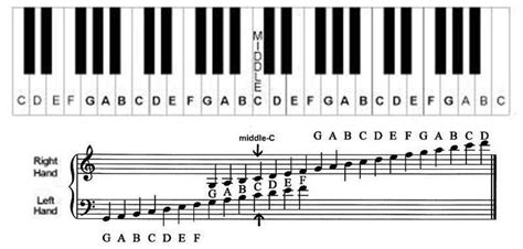 grand staff notes with keys | Piano chart, Piano keyboard notes, Learn ...