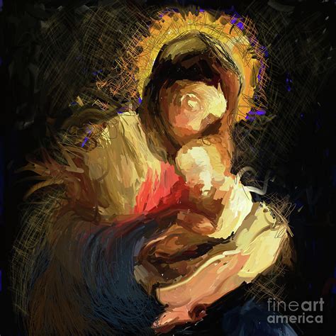 mother Mary with Jesus Christ abstract painting Painting by Kartick ...