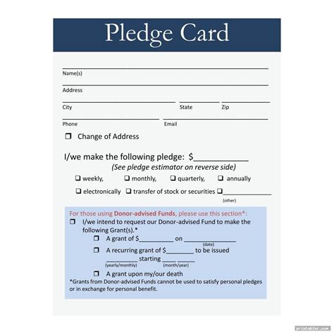 Pledge Card Template For Church – Cardtemplate.my.id