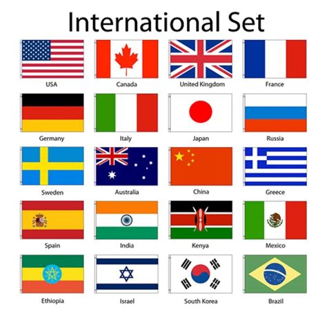 International 2x3 Flag Set of 20 Country Countries Polyester Flags ...