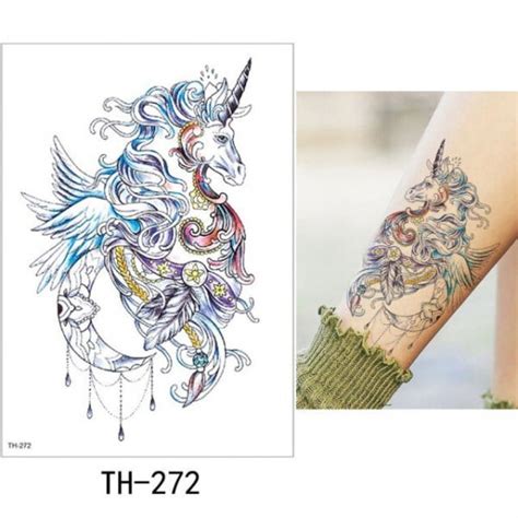 Temporary Tattoo TH-272 Unicorn Moon Pegasus | Dublin Body Paint