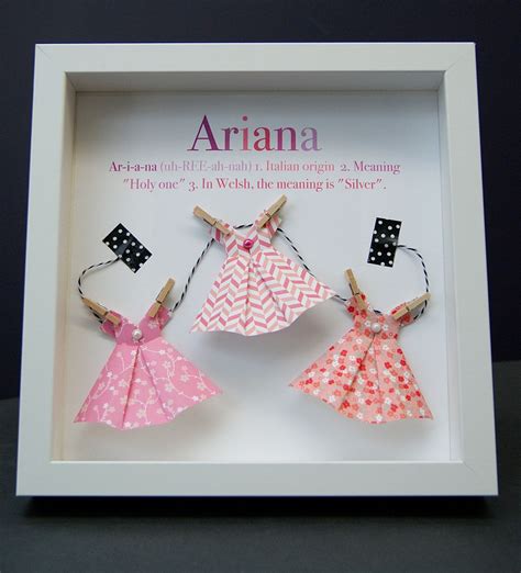 Personalized Name Paper Origami Dresses Shadowbox Custom Newborn Baby ...