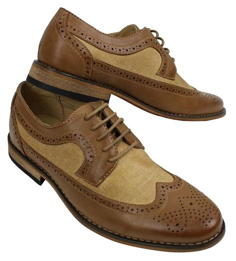 Mens Brogues Leather Shoes Italian Designer Smart Casual Brown Black ...