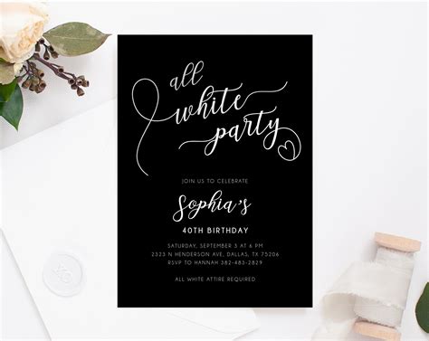 Invitations White Party Digital Invitation Template Printable All White ...