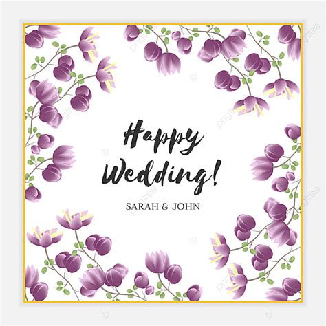 Purple Floral Happy Wedding Gift Card Template Download on Pngtree