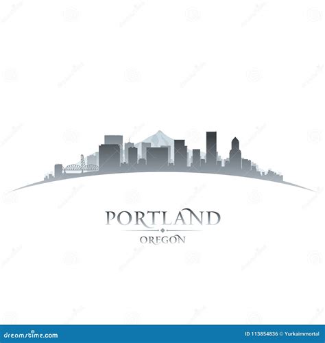 Portland Oregon City Skyline Silhouette White Background Stock Vector ...