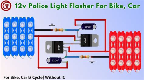 Simple 12v Police Light Led Flasher circuit - YouTube