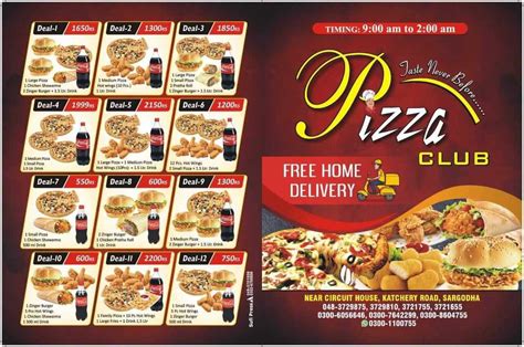 Pizza Club Sargodha [Menu, Price, Number, Location]