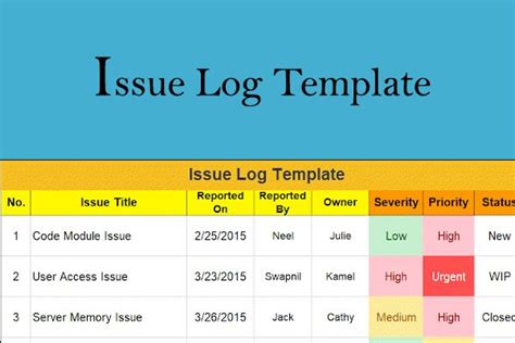 Download Issue Log Template Excel (Risk & Tracking)