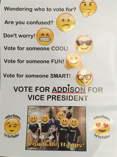 Elementary School Election Poster. Emojis!!! … | Student council ...