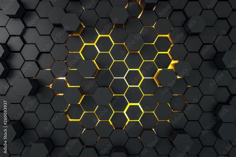 Abstract dark hexagon wallpaper Stock Illustration | Adobe Stock