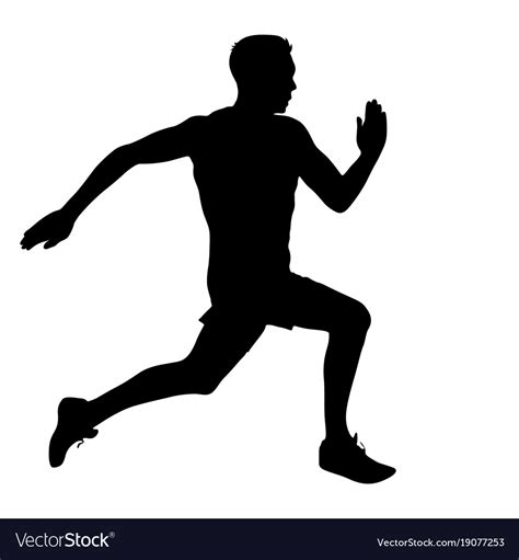 Black silhouettes runners sprint men on white Vector Image