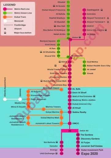 New Dubai Metro Map With Expo 2020 Route