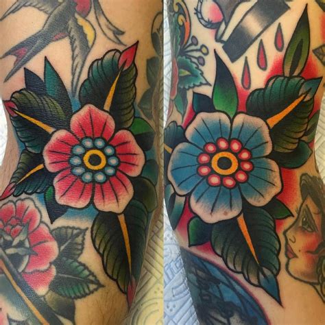 traditional flower tattoo sleeve - Cecile Waldrop