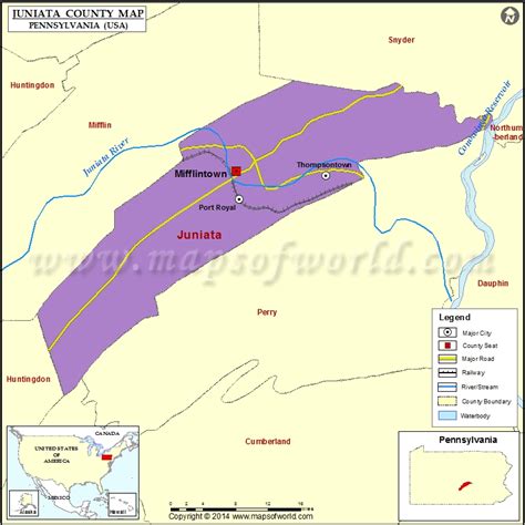 Juniata County Map, Pennsylvania