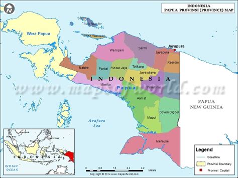 Papua Map, Map of Papua Province, Indonesia