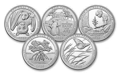 2020-S America The Beautiful 5-Piece Quarters Silver Proof Set ...