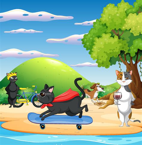 Domestic animals cartoon character on the beach 8138656 Vector Art at ...