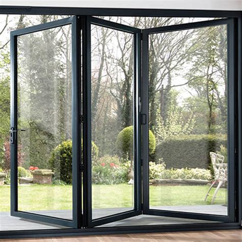 Black Modern Home Use Sliding Folding Aluminum Doors Fill with Glass ...