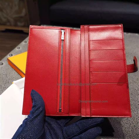 Replica Hermes Bearn Wallet Handmade in ck55 Rouge Box Calfskin PHW