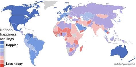 The happiest and least happy countries : r/MapPorn