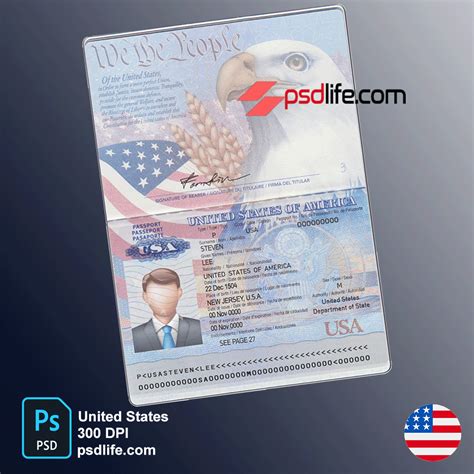 USA ( United States American ) passport fake photoshop document ...