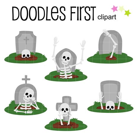 Graveyard Skeleton Digital Clip Art for Scrapbooking Card | Etsy