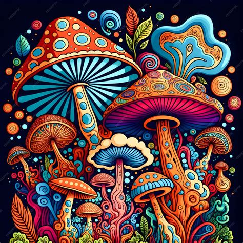 Premium Photo | Psychedelic mushrooms limited colors pattern