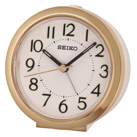 Seiko QHE146GLH "Sussex" Bedside Alarm Clock | Gold Trim