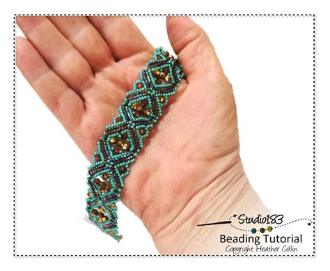 Peyote Stitch Squares Bracelet, Flat Squares Bracelet Beading Pattern ...