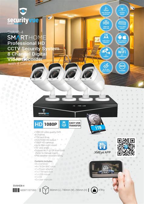 SECURITYVUE SMARTHOME PROFESSIONAL HD CCTV SECURITY SYSTEM 8 CHANNEL ...