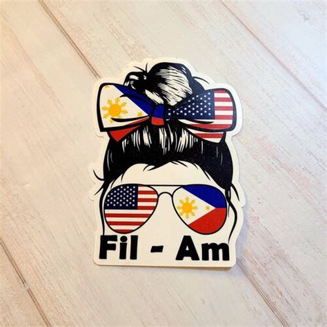 Filipino American Sticker Filipino American Flag Fil Am - Etsy