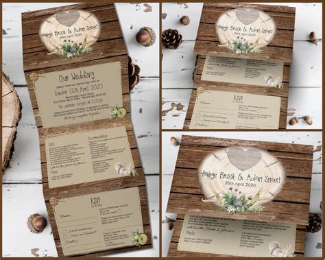 Rustic Wedding Invitation Woodland Wedding Invitations Barn - Etsy UK