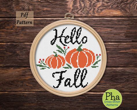 Autumn Cross Stitch Patterns, Fall Cross Stitch, Simple Cross Stitch ...