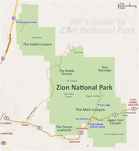 Zion National Park regional map 3 | Zion national park, Zions national ...