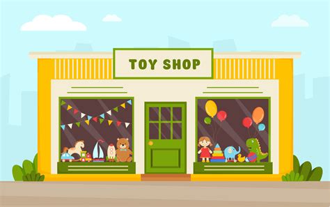 Toy store facade. Modern toy shop vector illustration. Retail trail ...