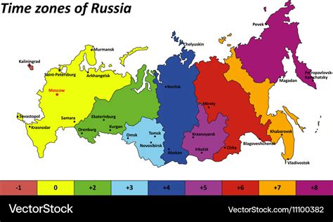 Russia map with time zones Royalty Free Vector Image