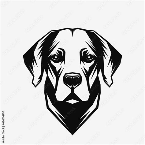 Dog head logo. Black and white emblem. Vector illustration Stock Vector ...