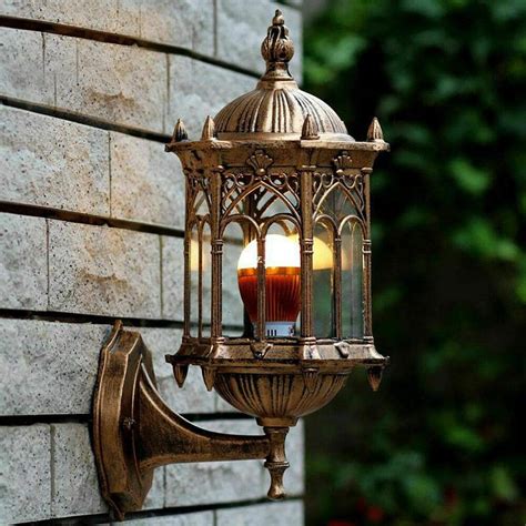 Outdoor Lamp Retro Exterior Wall Light Fixture Shade Lantern Sconce ...