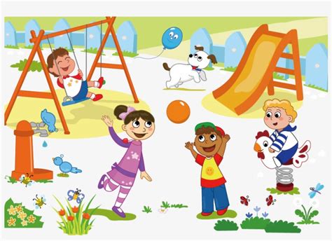 Kids Drawing Playground - Children Playing In The Park Clipart PNG ...