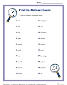 Abstract Noun Lesson Plans & Worksheets | Lesson Planet