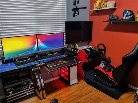 Here's my gaming setup with a budget racing sim DIY build Gamer Office ...