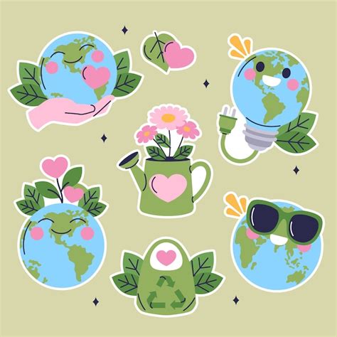 Free Vector | Flat stickers collection for earth day celebration