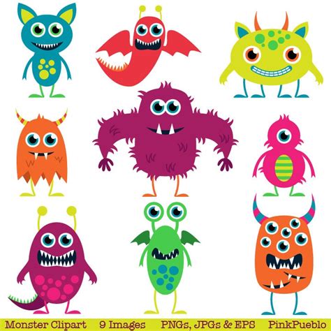 Cute Monsters Clip Art Clipart Aliens Clip Art Clipart | Etsy