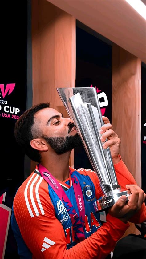 Virat Kohli Wallpapers With T20 World Cup Trophy 2024 in 2024 | Virat ...