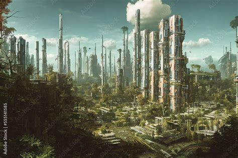 dystopian concept art of a futuristic city landscape in a cyberpunk ...