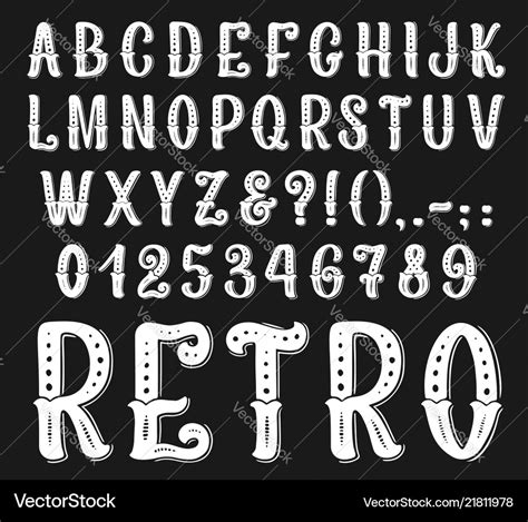 Vintage retro font letters and numbers Royalty Free Vector