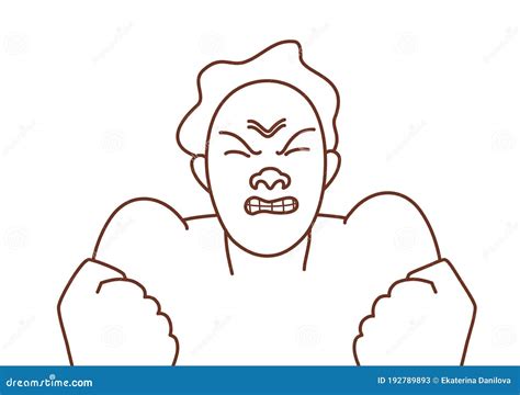 A Drawing of a Face, Angry Man. Stock Vector - Illustration of ...